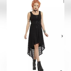 Royal Bones TRIPP Hot Topic Goth Black Maxi Dress Lace Laceup Front Size XXL